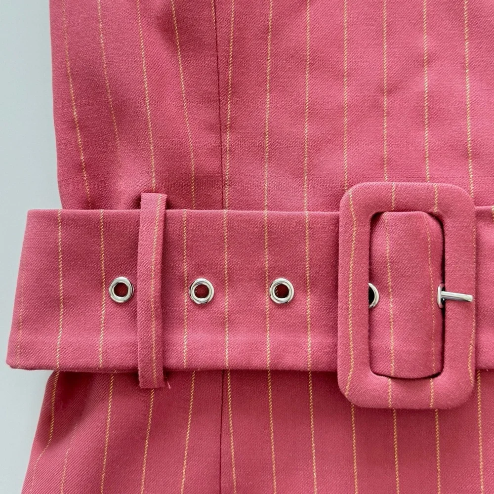 Adelyn Rae Pink Pinstripe Belted Blazer Dress XS Double Breasted Mini - Picture 5 of 14